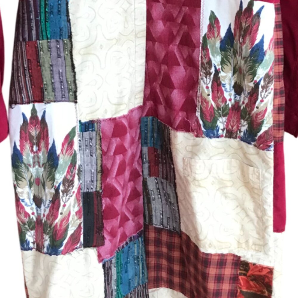 Upcycled Patchwork Duster, Southwestern Aztec Mag… - image 8